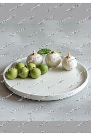 Dekoratif Yuvarlak Sunum Tepsisi & Mumluk Organizer Çok Amaçlı Şık Tabak Ve Kase 20 Cm X 20 Cm