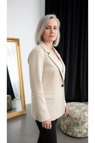 Byemelika Süet Blazer Bej Ekru