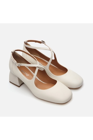 Hotiç Hakiki Deri Kemik Kadın Kalın Topuk 01ayh285100a400 Kemik