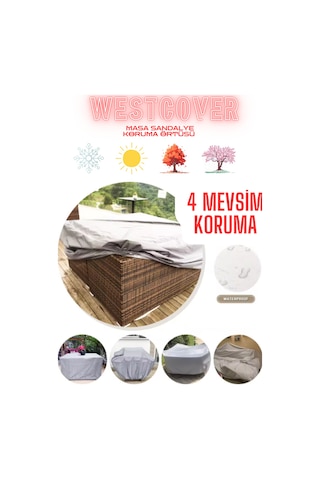 Bahçe Mobilyası Koruma Örtüsü Brandası Premium Kalite 200x160cm Gri Gri