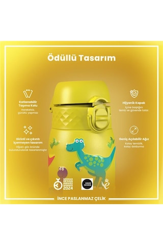 Ion8 - Paslanmaz Çelik Çocuk Suluk - Dinozorlar - 400 Ml - Sızdırmaz Çok Renkli