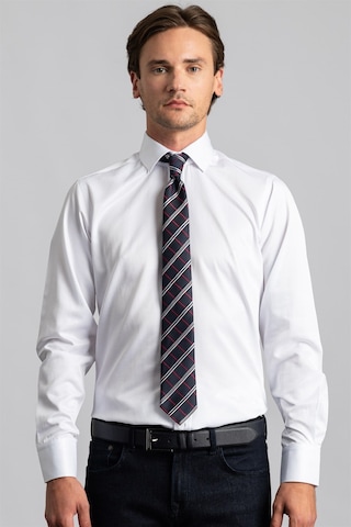 Tudors Modern Slim Fit Düz Saten Erkek Gömlek-22935 Beyaz