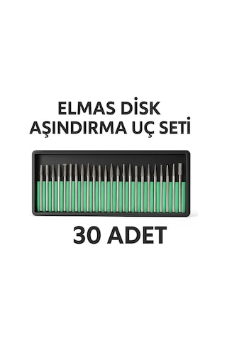 Merttools Elmas Camcı Seti 30 Parça Matkap Ucu Ahşap Oyma Freze Gravür Drem