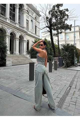 Modalima Eskitme Baggy Jean Pantalon Çok Renkli