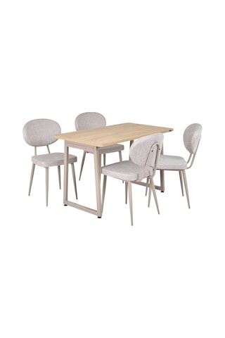 Vilinze Deniz Sandalye Biga Mdf Sabit Metal Ayak Mutfak Masası Takımı - 70x120 Cmbiga70120yr-vn-lkn01-vizon-deniz-skrem Sigmakrem