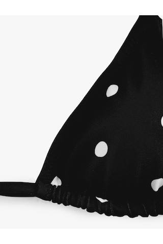 Koton Boyundan Bağlamalı Puantiyeli Üçgen Bikini Üstü Siyah 6sak10139mm