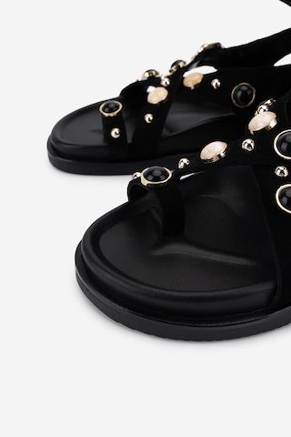 Valmenti Kadın Hakiki Deri Siyah Süet Düz Sandalet 1141 832 Bn Sndlt Y26 Black Suede
