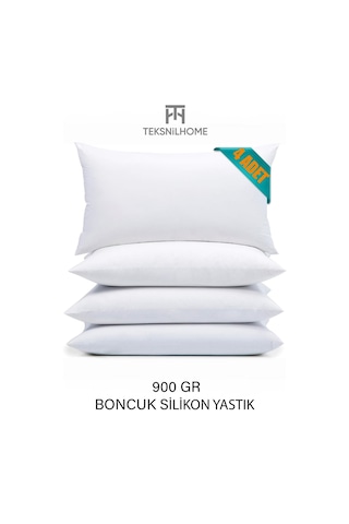 4 Adet Boncuk Silikon Yastık 900 Gram Antialerjik 50x70 Cm Premıuım Yastık Beyaz
