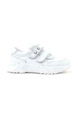 Rakerplus Hakiki Deri Beyaz Taşlı Kız Çocuk Sneakers Ayakkabı Beyaz
