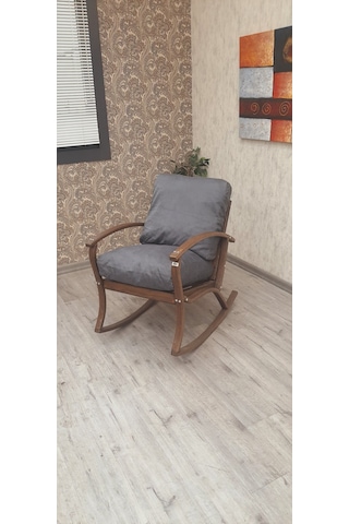 Emideco Demonte Ahşap Sallanır Koltuk Sandalye  Bahçe Salon Koltuğu