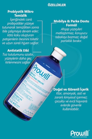 Probiyotikli Ahşap Mobilya Ve Parke Temizleyici Yüzey Temizleyici 1 Litre Tekli
