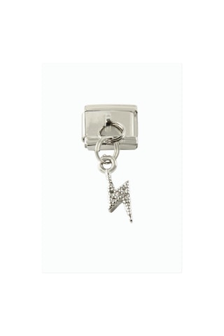 Şimşek - 164 - Zirkon Taşlı Sallatılı Çelik Charm - - Spt-gld - Gümüş Rengi