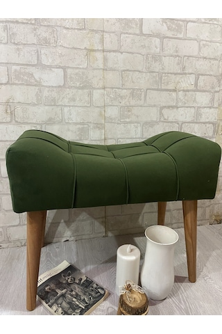 puf.  HAKİ YEŞİL  PUF  ahşap ayak çima dikiş spor modern tasarım