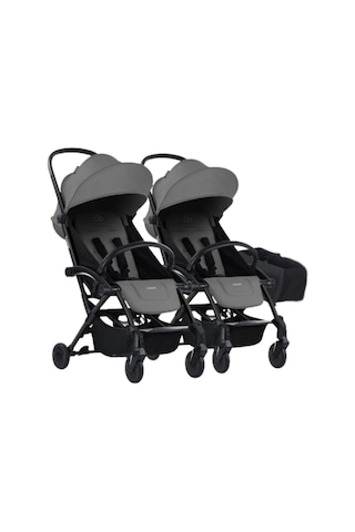 Bumprider Connect 3 İkiz Bebek Arabası / Black - Grey & Yan Düzenleyici Çanta Hediyeli