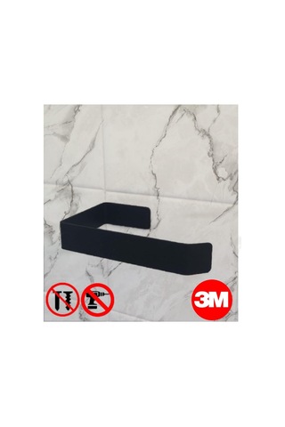 Metal Mat Siyah Yapışkanlı Tuvalet Kağıtlık, Yapışkanlı Wc Kağıtlık, Tuvalet Kağıdı Askısı 3m Yapışkanlı Tasarım Mt73s Diğer