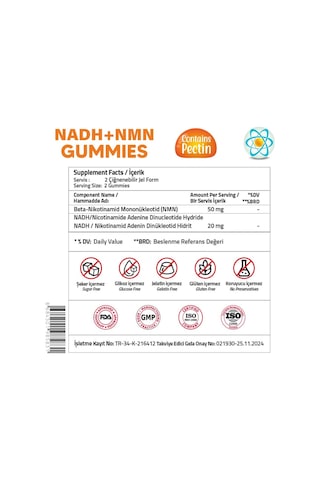 Validus Nmn 50 Mg Nadh 20 Mg 60 Gummies