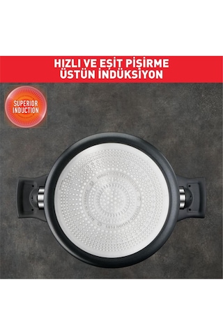 Titanyum 6x Excellence İndüksiyon Tabanlı Kısa Tencere 24cm 001 Siyah
