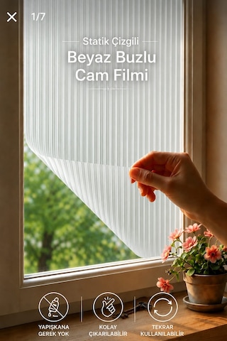 Deconitte Statik Pliseli Görünüm Buzlu Cam Filmi Yapışkansız Mahremiyet Pencere Kaplama Folyo Pvc Ev 60x100cm Deconitte Statik Pliseli Görünüm Buzlu Cam Filmi Yapışkansız Mahremiyet Pencere Kaplama Folyo Pvc Ev 60x100cm