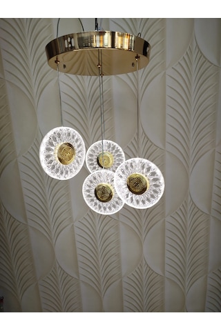 Şık Tarz Modern Led Avize Gold Ledli Salon Avize