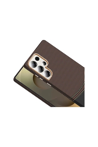 Samsung Galaxy Uyumlu S25 Ultra Kılıf Magsafe Şarj Karbon Fiber Görünümlü Hafif Sağlam Gros Kapak Telefon K Çok Renkli