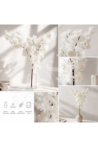 Yapay Çiçek Bahar Dalı 90 Cm Beyaz