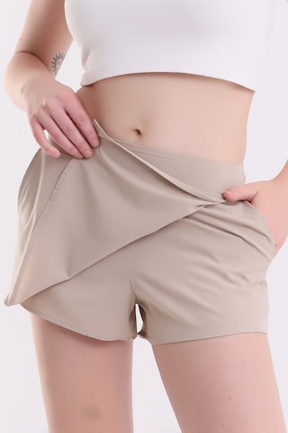 Winmoda34 Kadın Şortlu Etek İçten Çamaşırlı Çift Cepli Spor&deniz Beach Shorts Bej