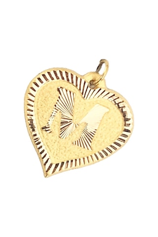 0.25 Gram 14 Ayar M Harfi Kalp Kolye Ucu