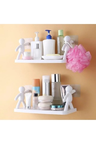 Pratik Banyo Mutfak Rafı Yapıştırmalı Etejer Yapışkanlı Raf Banyo Etejeri 34 X 12 Cm Diğer