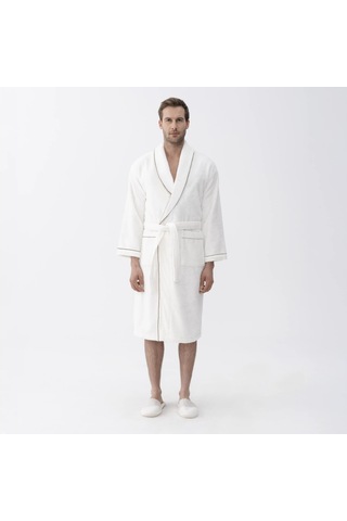 Pansy Pima Pamuk Unisex Bornoz Beyaz Çok Renkli