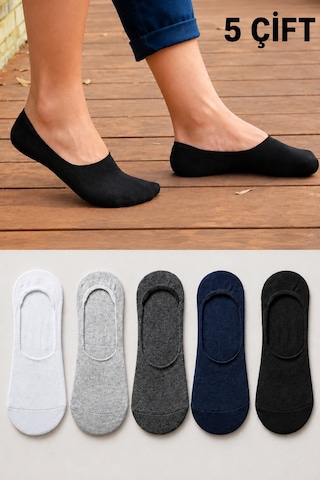 Worthy Socks 5'li Erkekbabet Görünmez Çorap Seti 5 Çift Renkli