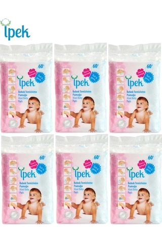 İpek Bebek Temizleme Pamuğu 60'lı 6 Adet