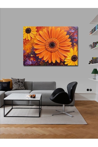 Kanvas Tablo Parlak Turuncu Çiçek 50cmx70cm