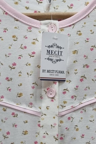 Mecit Pijama Mecit 6362 Pembe Boydan Düğmeli Büyük Beden Kadın Pijama Takımı