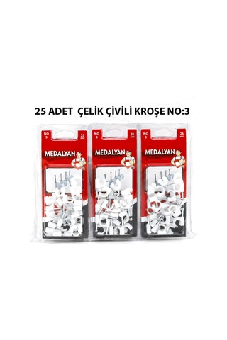 Medalyan Dl-39 Çelik Çivili Kroşe No 3 - 25'li Paket- 12'li Paket Diğer