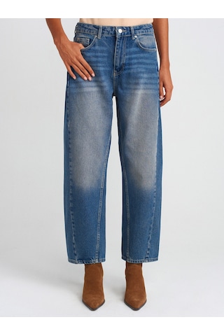 Dilvin 71729 Dikişi Dönük Denim Balon Pantolon Tint