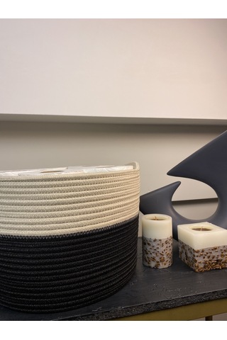 Jüt Tuvalet Kağıdı Düzenleyici, 30 X 20 Jüt Sepet, Çok Amaçlı Organizer Siyahkrem