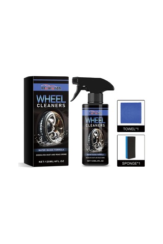 Jeehugo Oto Jant Temizleyici Spreyi 120ml - Dirsek Ve Yol Kirliliğini Kaldırır, Alüminyum Dışında Tüm Jantlar İçin - 1 Sponge + 1 Mendil