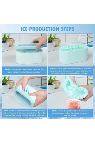 Pazly Yeniden Kullanılabilir Silikon Buz Küpü Tepsisi, Kendin Yap Buz Yapıcı, Mavi, Sarı, Gri Renkli, Gıda Güvenli, Kolay Saklama Gri