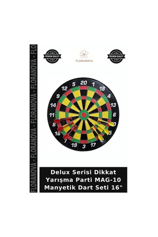 Delux Serisi Dikkat Yarışma Parti Mag-10 Manyetik Dart Seti 16"