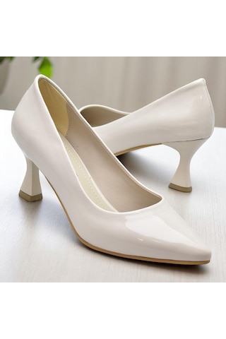 Ispartalılar 6508 7cm Kadın Topuklu Ayakkabı Stiletto Abiye Düğün Nişan Ayakkabısı Bej