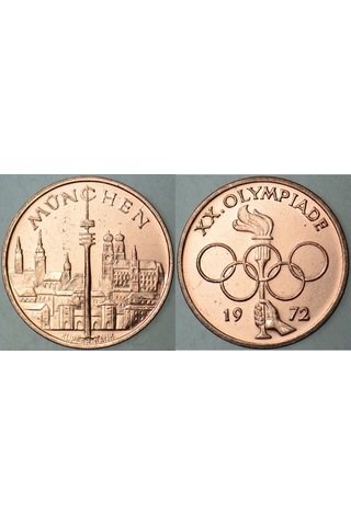 Almanya Münih 1972 Xx. Olimpiyat Oyunları Mini Madalyon. 18 Mm Çilaltı.