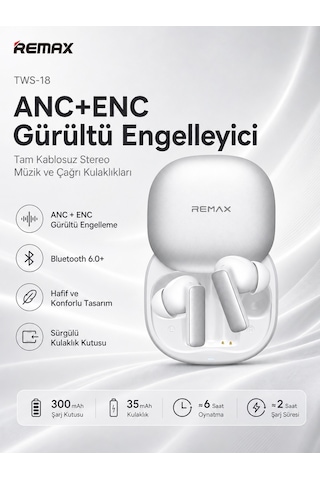 Remax TWS-18A Bluetooth 6.0 Kulak İçi Kulaklık