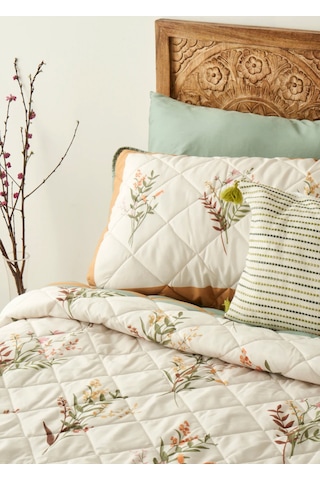 Bella Maison Flores Kapitoneli Çok Amaçlı Çift Kişilik Yatak Örtüsü Seti 240x220 Cm Çok Renkli