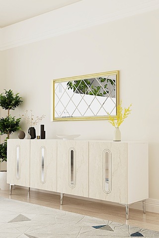 Ka1810bts Rany Konsol ,tv Sehpası Beyaz-traverten-silver 180cm