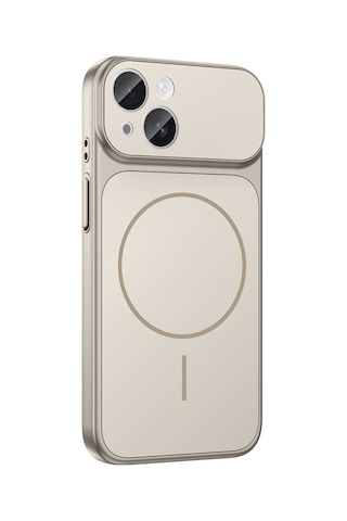 Apple Uyumlu iPhone 13 Kılıf Şarj Özellikli Kamera Lensli 1.8mm İnce Sert Formen Kapak Gri