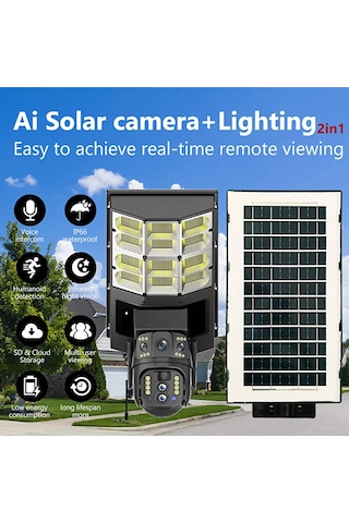 Avenir Av-sl400w 4mp 3.6mm Çift Kameralı Wifi Solar Panelli Sokak Lambası
