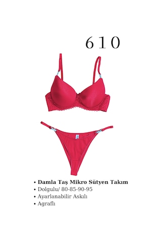 Murays Kadın 3 Lü Damla Taş Mikro Sütyen Takım Beyaz/mavi/bordo