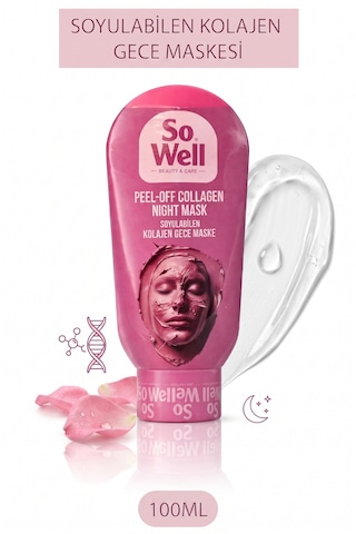 Soyulabilen Kolajen Şeffaf Gece Maskesi 100 Ml Nemlendirici & Aydınlatıcı Yüz Maskesi