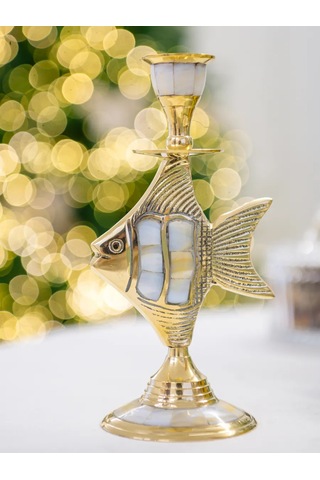 Gang Ipekli Pirinç "balık" Şeklindeki Şamdan, El Yapımı, Hindistan 156276513 Altın Rengi