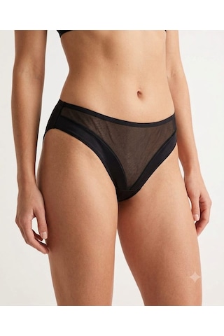 X-Lady Kadın Transparan Tül Detaylı Slip Külot Siyah